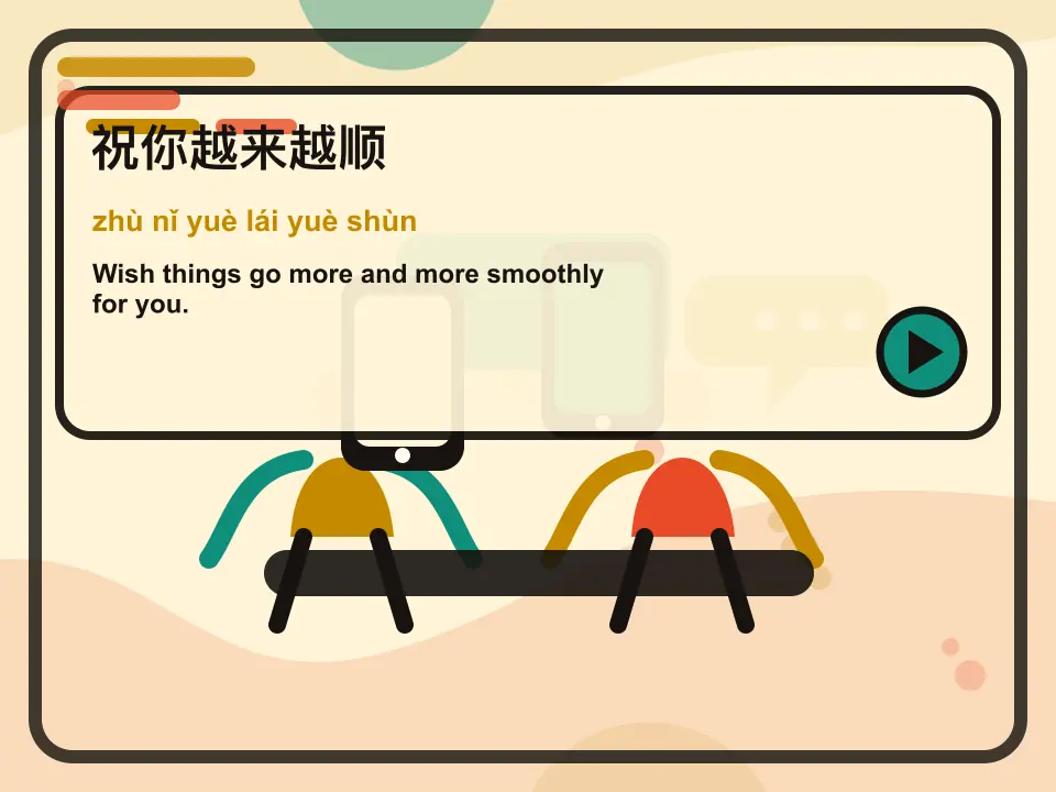 Editorial learning scene for the Mandarin expression 祝你越来越顺